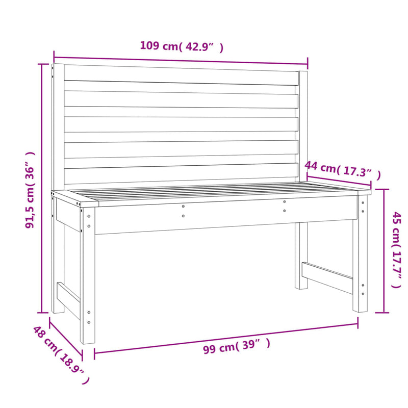 Garden Bench 109 cm Solid Wood Pine