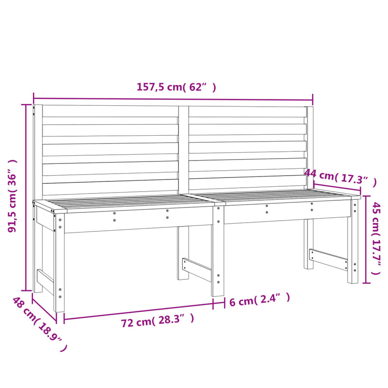 Garden Bench 157.5 cm Solid Wood Pine