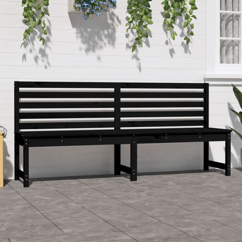 Garden Bench Black 201.5 cm Solid Wood Pine