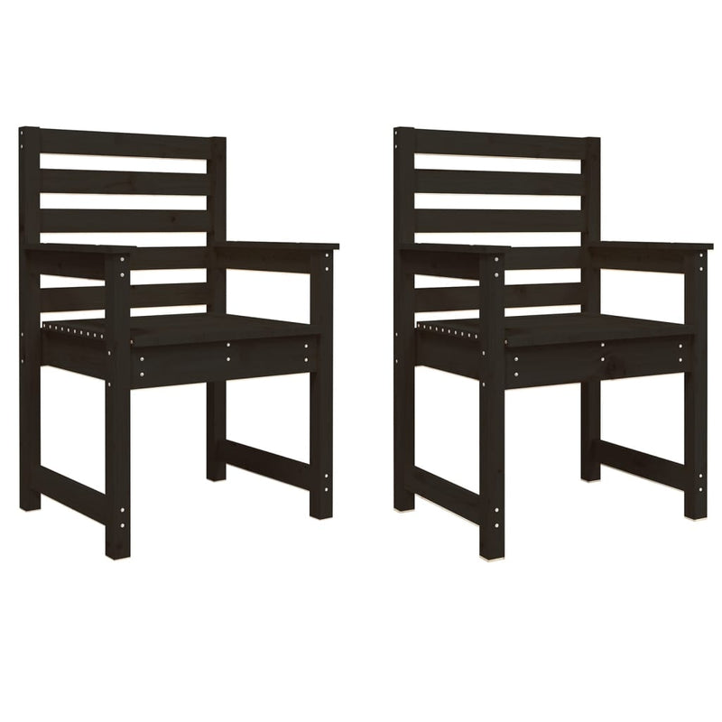 Garden Chairs 2 pcs Black 60x48x91 cm Solid Wood Pine