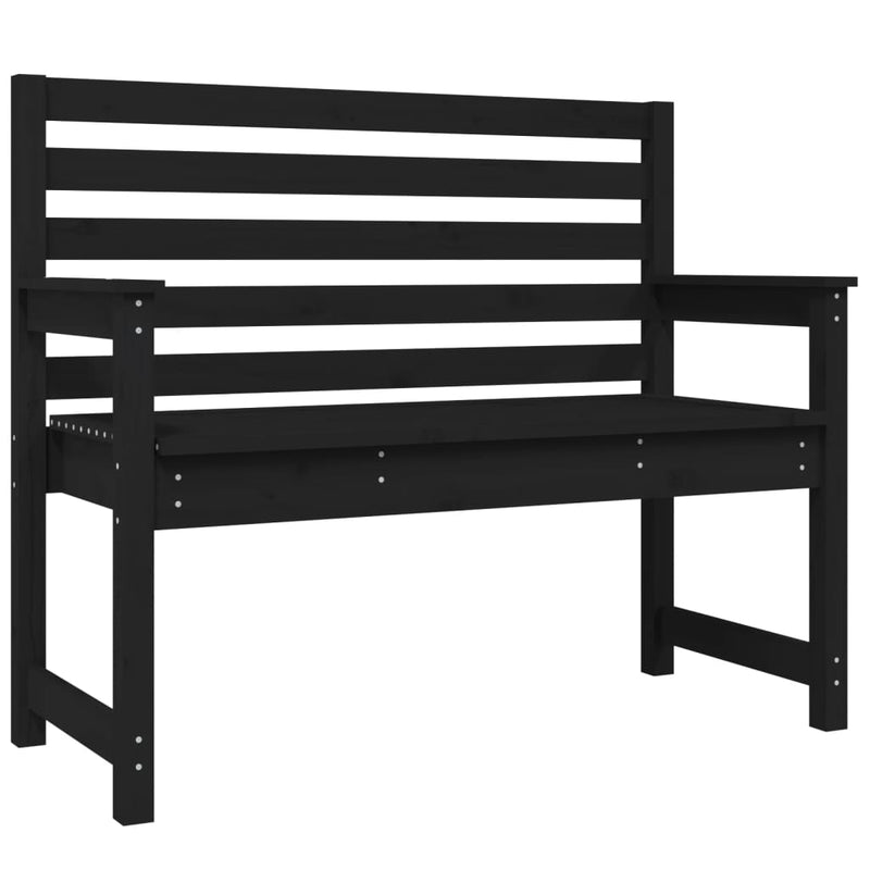 Garden Bench Black 109x48x91.5 cm Solid Wood Pine