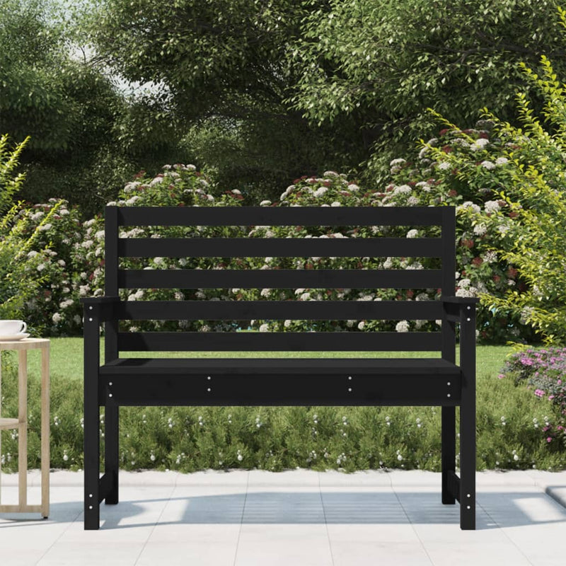 Garden Bench Black 109x48x91.5 cm Solid Wood Pine