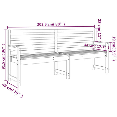 Garden Bench Grey 203.5x48x91.5 cm Solid Wood Pine