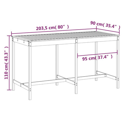 Garden Table 203.5x90x110 cm Solid Wood Pine