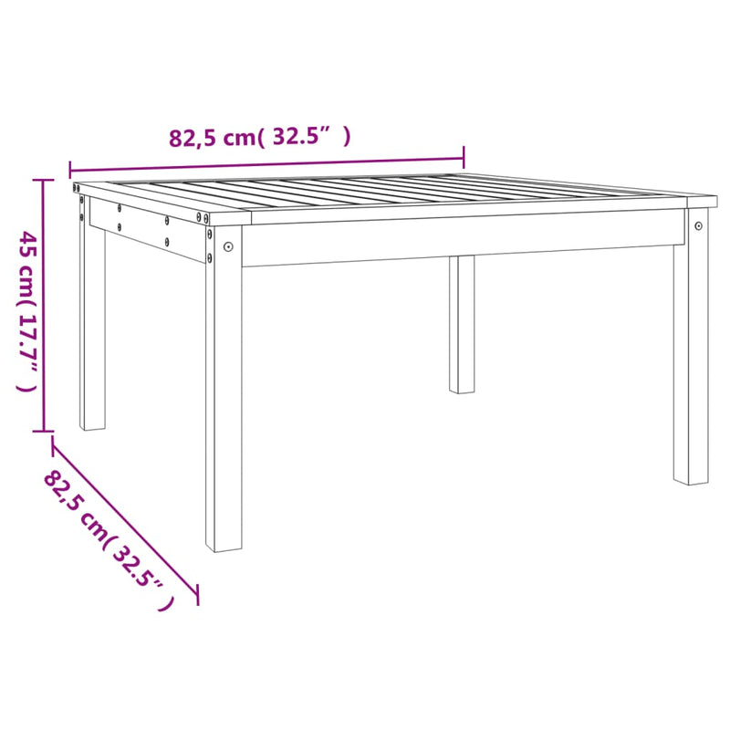 Garden Table White 82.5x82.5x45 cm Solid Wood Pine