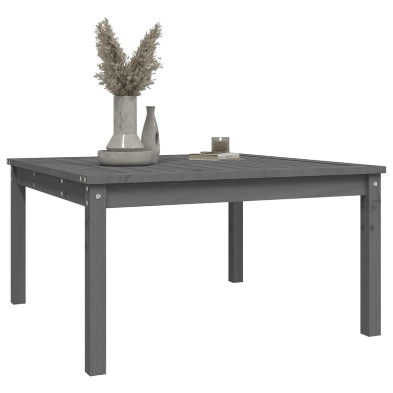 Garden Table Grey 82.5x82.5x45 cm Solid Wood Pine