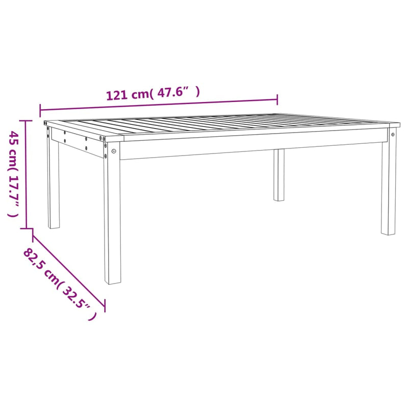 Garden Table White 121x82.5x45 cm Solid Wood Pine