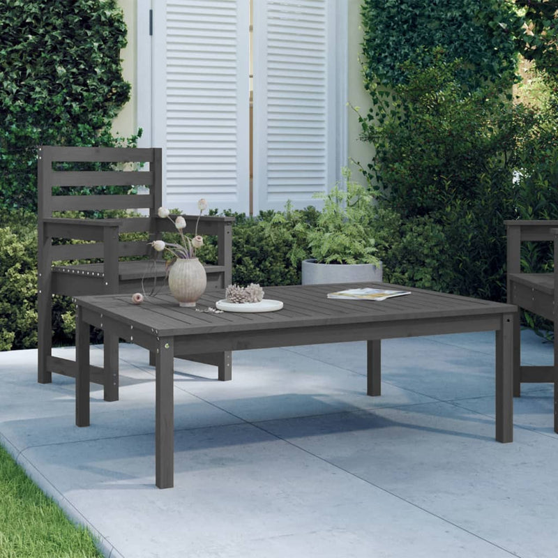 Garden Table Grey 121x82.5x45 cm Solid Wood Pine