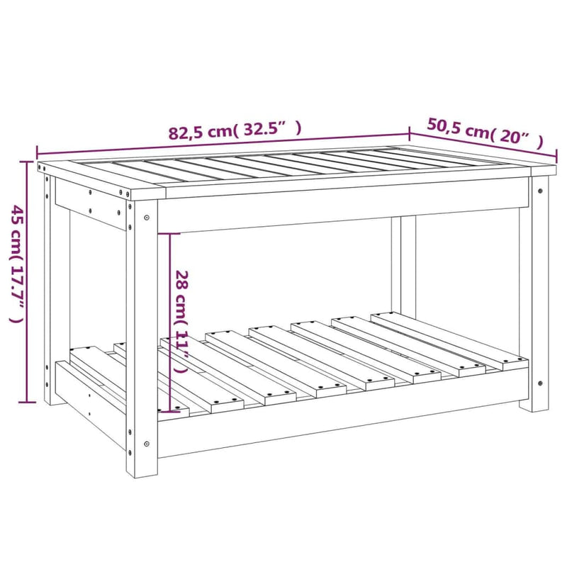 Garden Table White 82.5x50.5x45 cm Solid Wood Pine