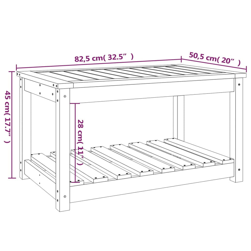 Garden Table Grey 82.5x50.5x45 cm Solid Wood Pine