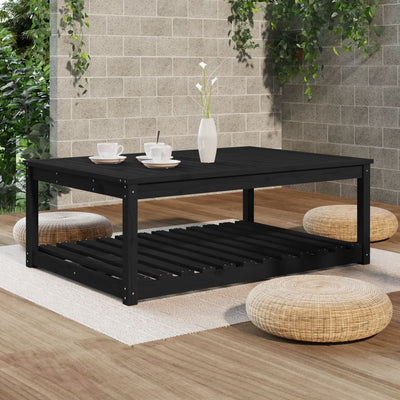 Garden Table Black 121x82.5x45 cm Solid Wood Pine