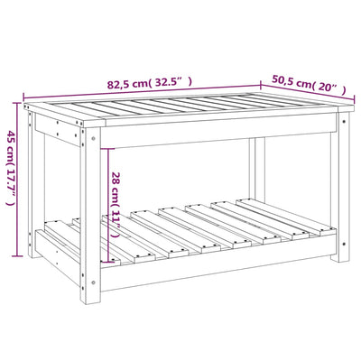 Garden Table Black 82.5x50.5x45 cm Solid Wood Pine