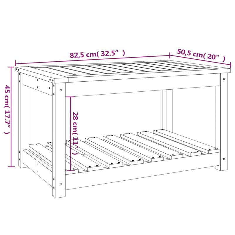 Garden Table Black 82.5x50.5x45 cm Solid Wood Pine