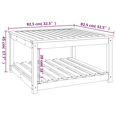 Garden Table 82.5x82.5x45 cm Solid Wood Pine