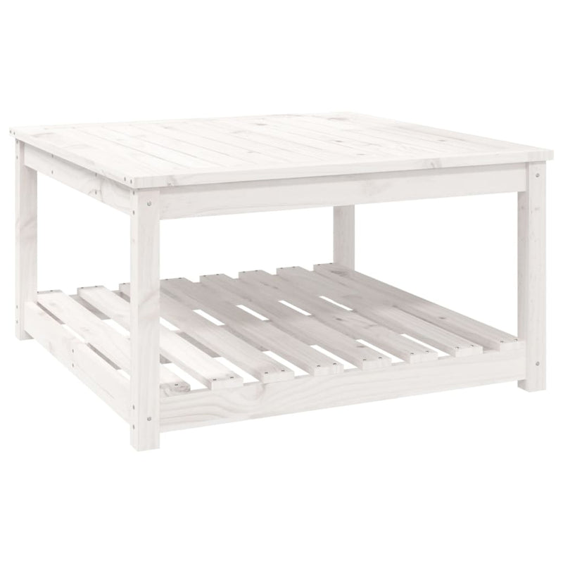 Garden Table White 82.5x82.5x45 cm Solid Wood Pine