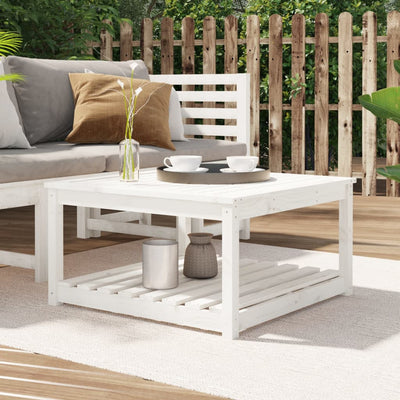 Garden Table White 82.5x82.5x45 cm Solid Wood Pine