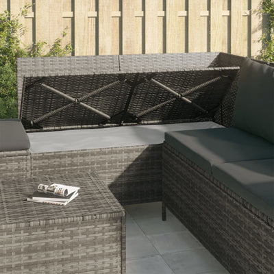 4 Piece Garden Lounge Set with Cushions Grey Poly Rattan