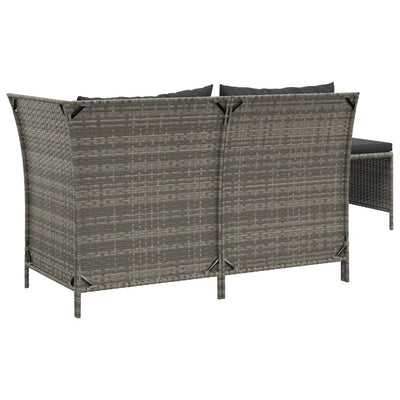 3 Piece Garden Lounge Set with Cushions Grey Poly Rattan