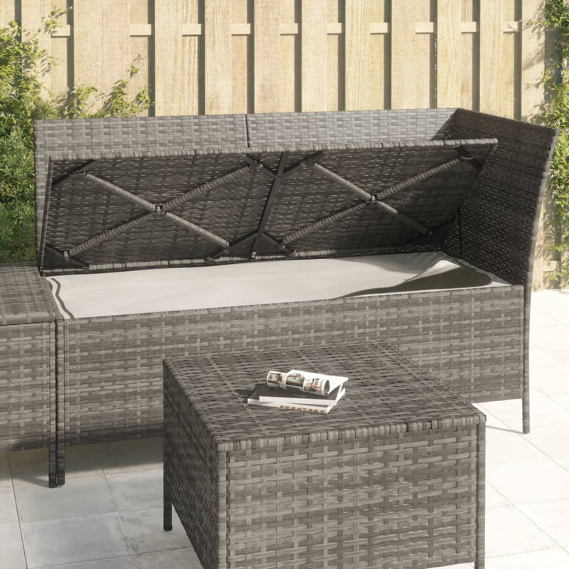 3 Piece Garden Lounge Set with Cushions Grey Poly Rattan