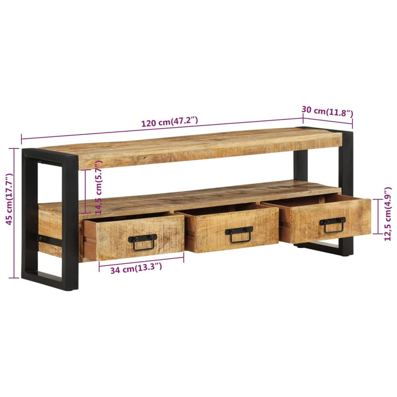 TV Cabinet 120x30x45 cm Solid Wood Mango