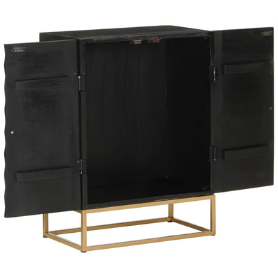 Sideboard Black 55x34x75 cm Solid Wood Mango and Iron