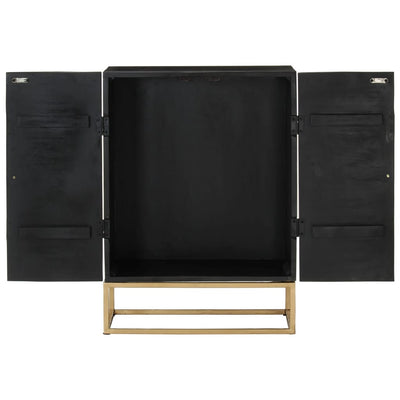 Sideboard Black 55x34x75 cm Solid Wood Mango and Iron