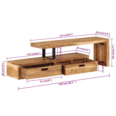 TV Stand Solid Wood Acacia