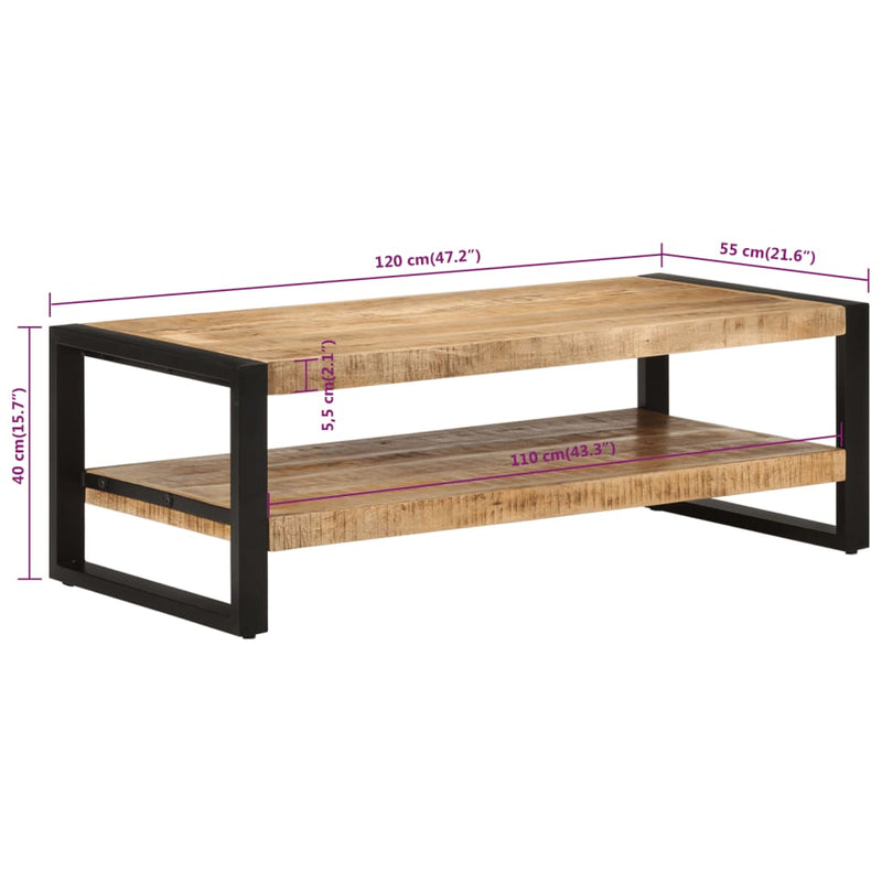 Coffee Table 120x55x40 cm Solid Wood Mango