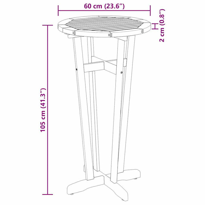 Garden Bar Table Ø60x105 cm Solid Wood Acacia