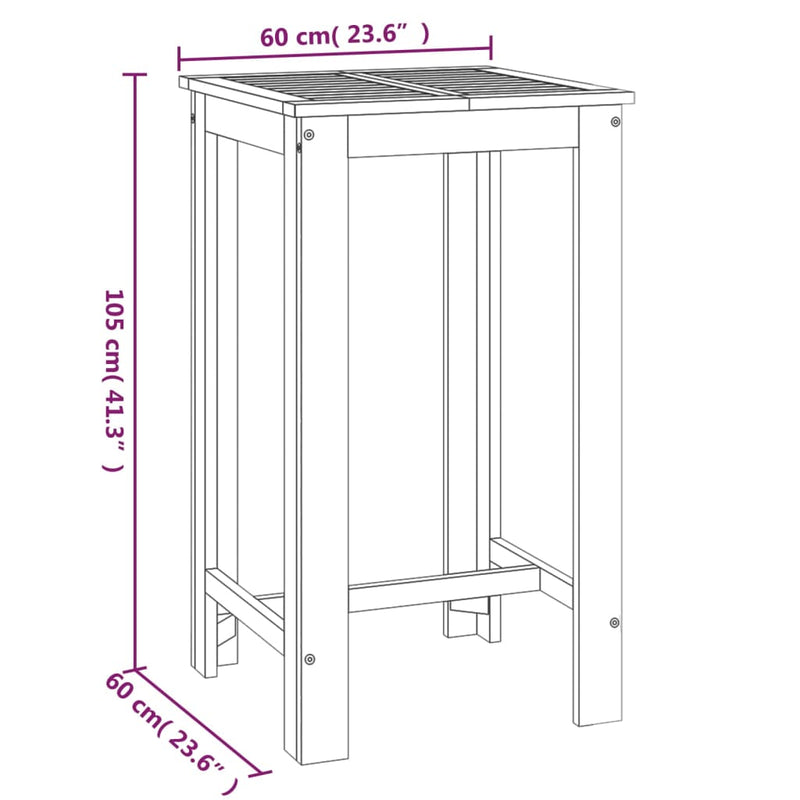 Garden Bar Table 60x60x105 cm Solid Wood Acacia