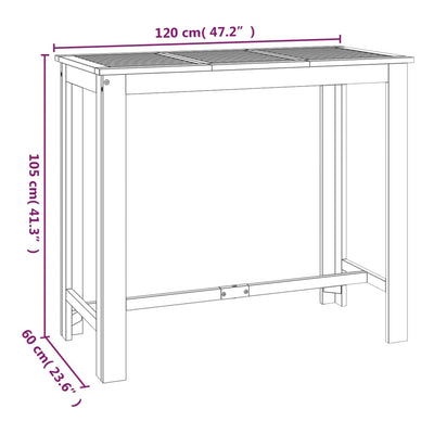 Garden Bar Table 120x60x105 cm Solid Wood Acacia