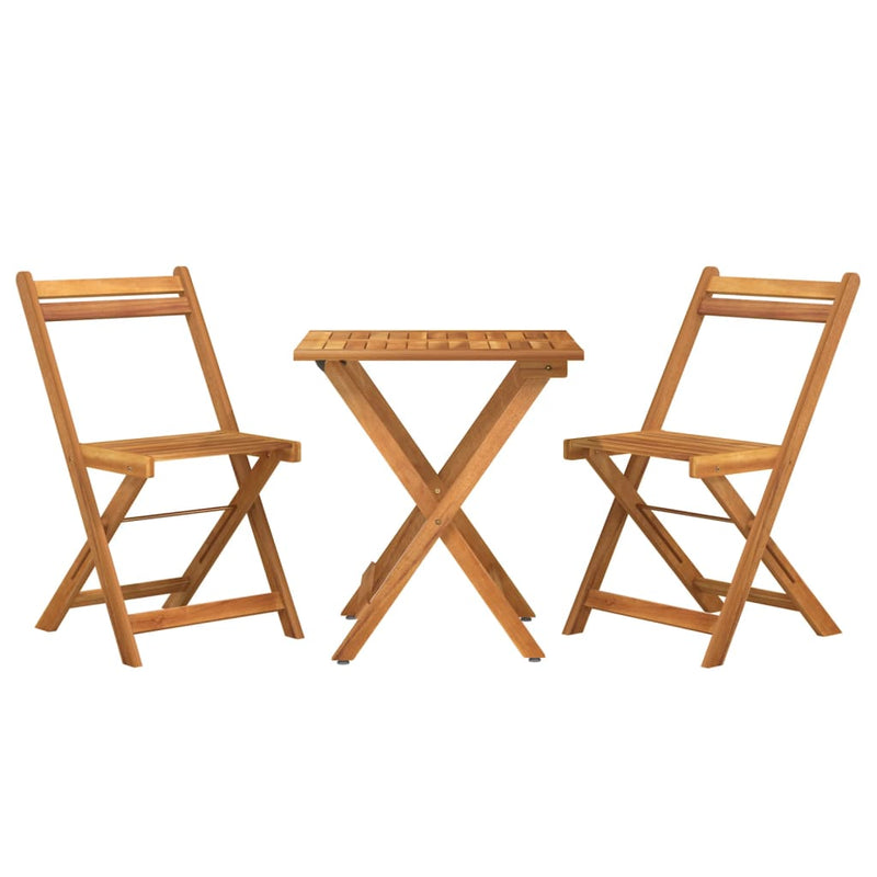 3 Piece Folding Bistro Set Solid Wood Acacia