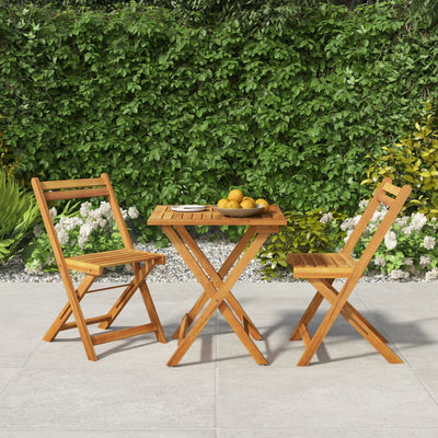 3 Piece Folding Bistro Set Solid Wood Acacia