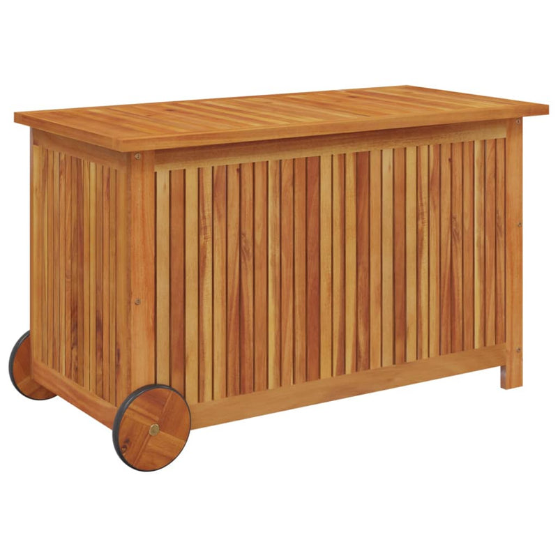 Garden Storage Box with Wheels 90x50x58 cm Solid Wood Acacia