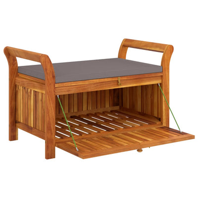 Garden Storage Bench with Cushion 91 cm Solid Wood Acacia