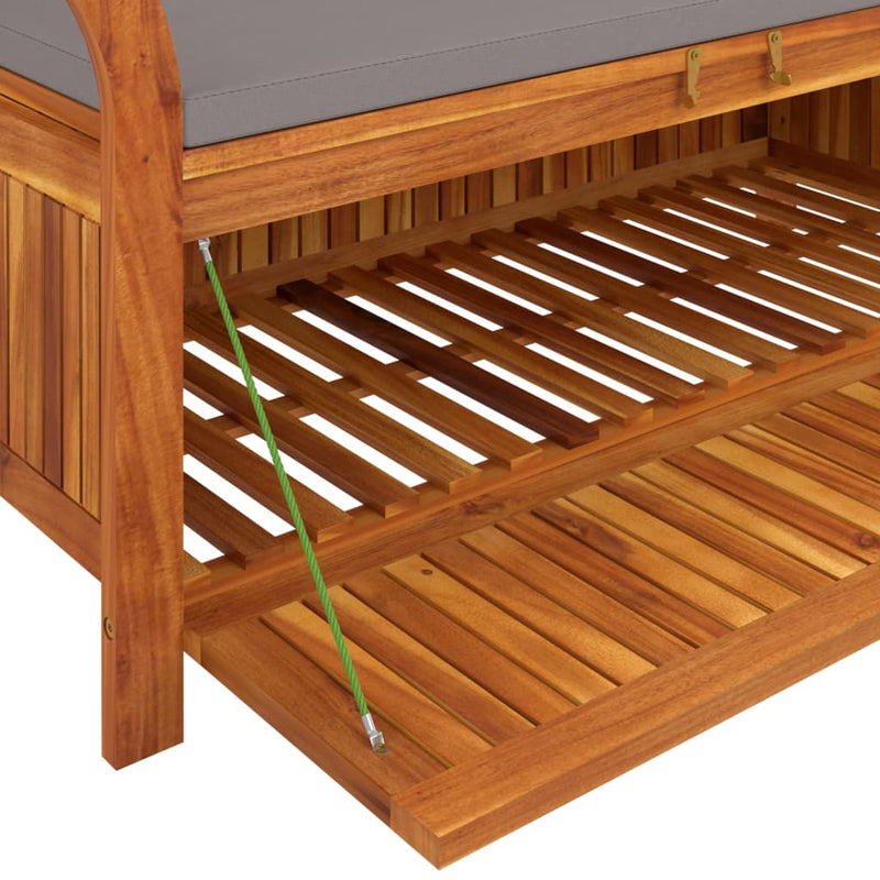 Garden Storage Bench with Cushion 126 cm Solid Wood Acacia