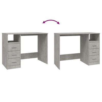 Desk with Drawers Concrete Grey 102x50x76 cm Engineered Wood