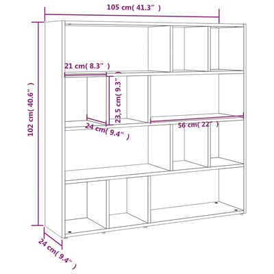 Book Cabinet/Room Divider White 105x24x102 cm