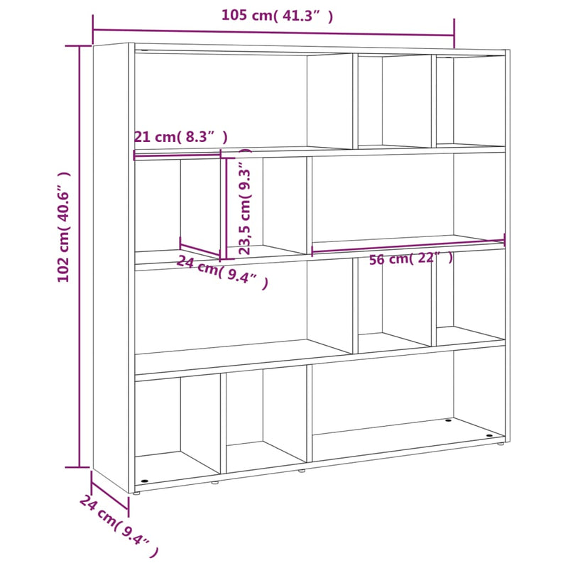 Book Cabinet/Room Divider White 105x24x102 cm