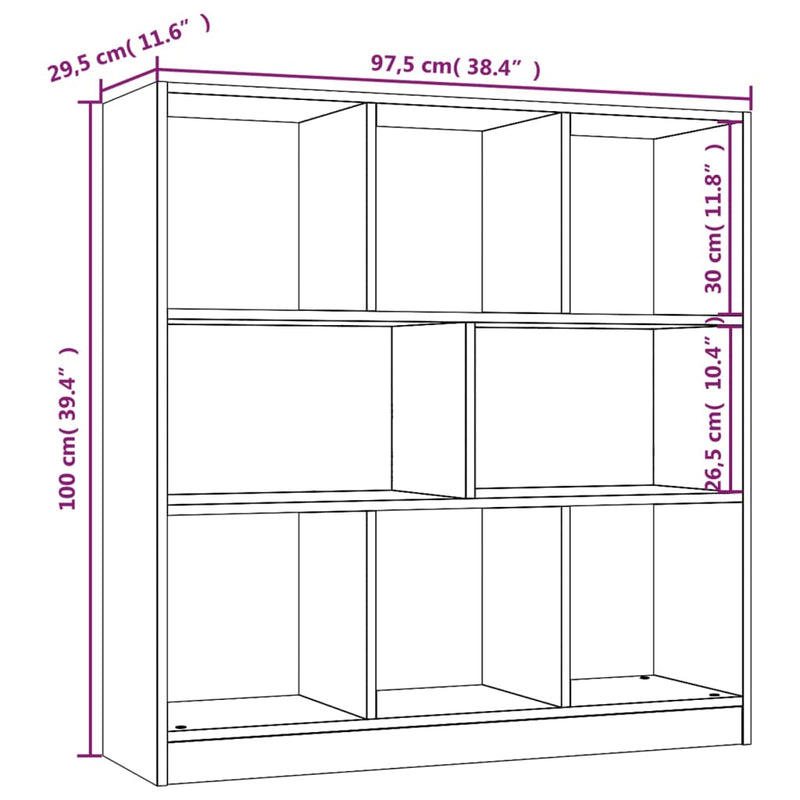 Book Cabinet Grey Sonoma 97.5x29.5x100 cm Engineered Wood