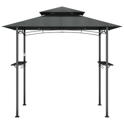 BBQ Gazebo with Side Shelves Anthracite 240x150x243 cm Steel