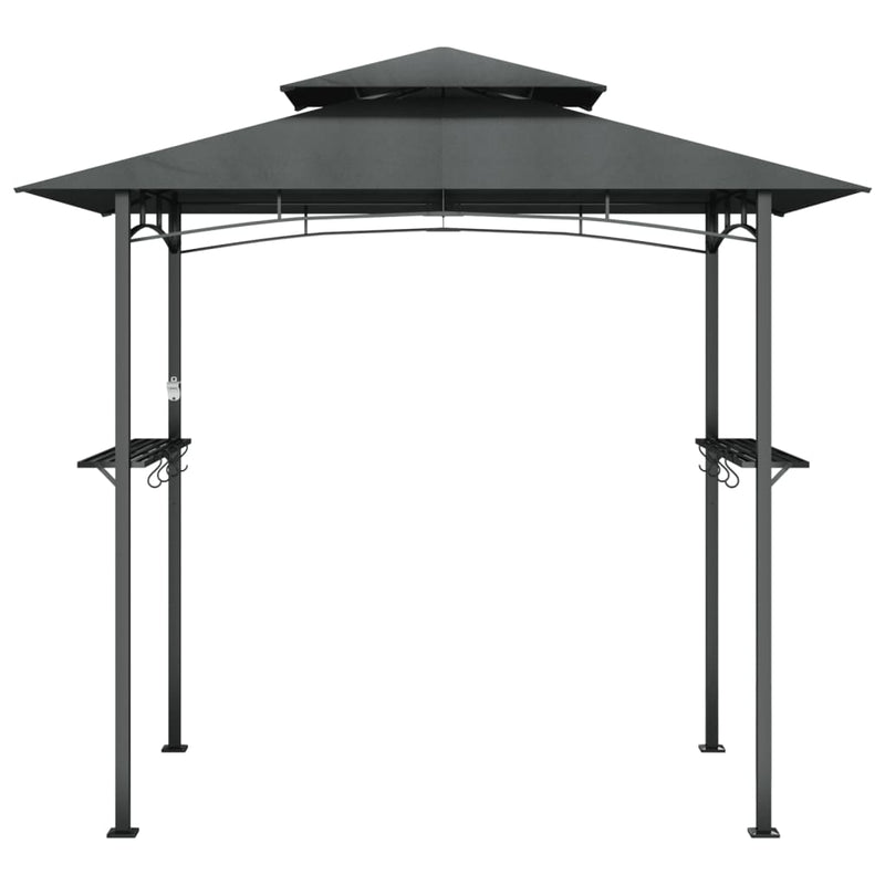 BBQ Gazebo with Side Shelves Anthracite 240x150x243 cm Steel