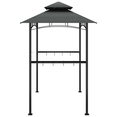 BBQ Gazebo with Side Shelves Anthracite 240x150x243 cm Steel