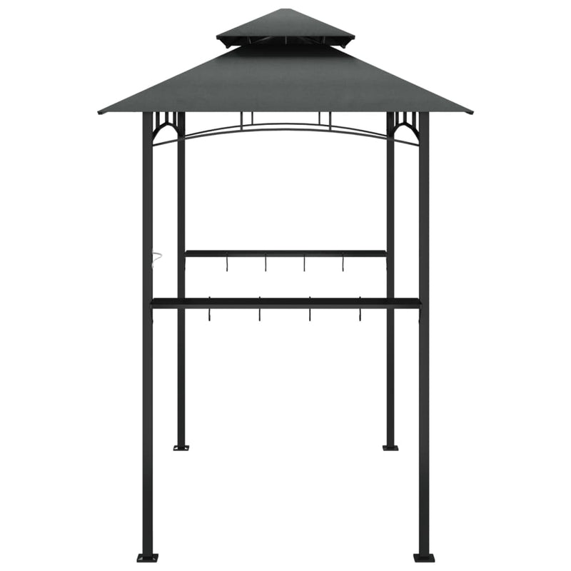 BBQ Gazebo with Side Shelves Anthracite 240x150x243 cm Steel