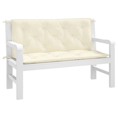 Garden Bench Cushions 2 pcs Cream White 120x50x7 cm Oxford Fabric