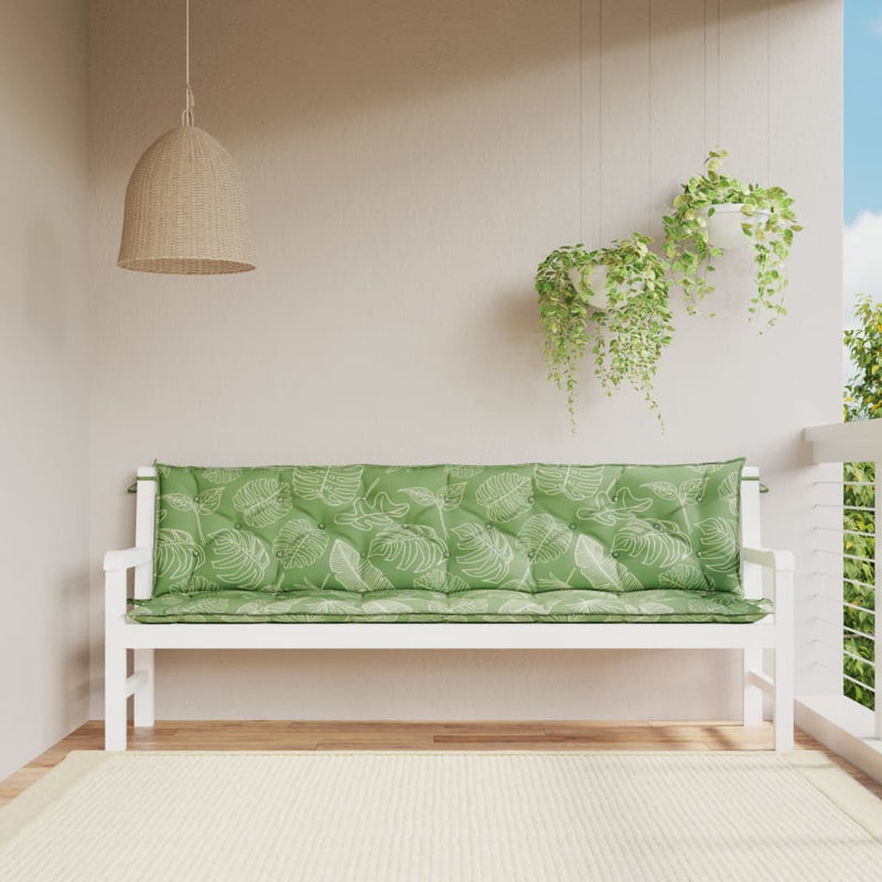 Garden Bench Cushions 2pcs Leaf Pattern 200x50x7cm Fabric