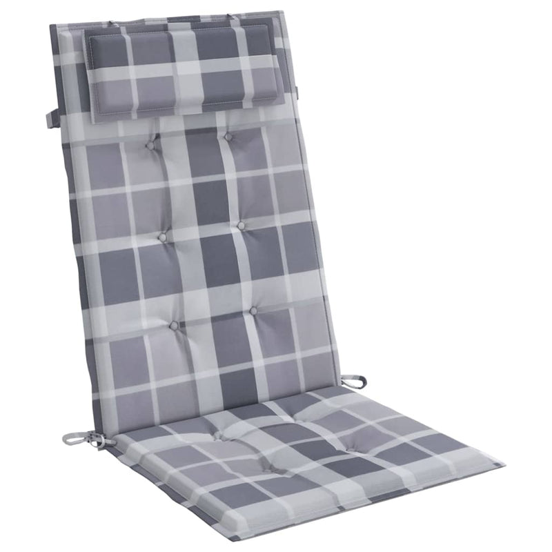 Highback Chair Cushions 6 pcs Grey Check Oxford Fabric