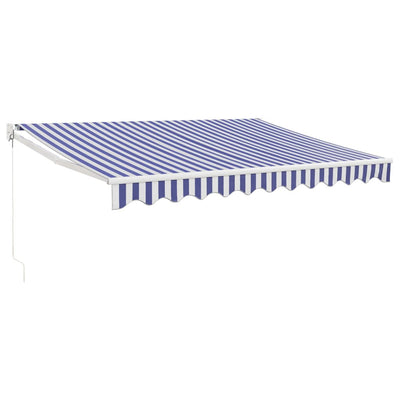 Retractable Awning Blue and White 3.5x2.5 m Fabric and Aluminium