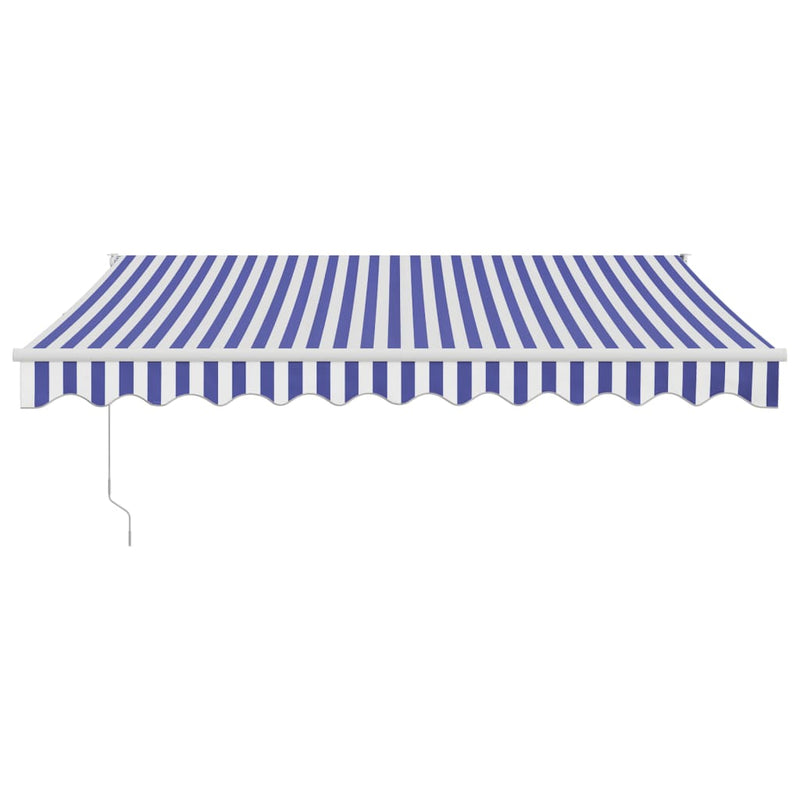 Retractable Awning Blue and White 3.5x2.5 m Fabric and Aluminium