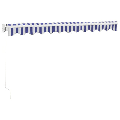 Retractable Awning Blue and White 3.5x2.5 m Fabric and Aluminium